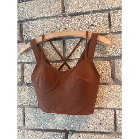 Lululemon Crossback Sports Bra Size S Rust Brown Nylon/Spandex Light Support Wom - Picture 2 of 6